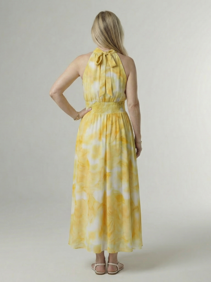 Sylin | Halter Midi Dress with Gathered Detail