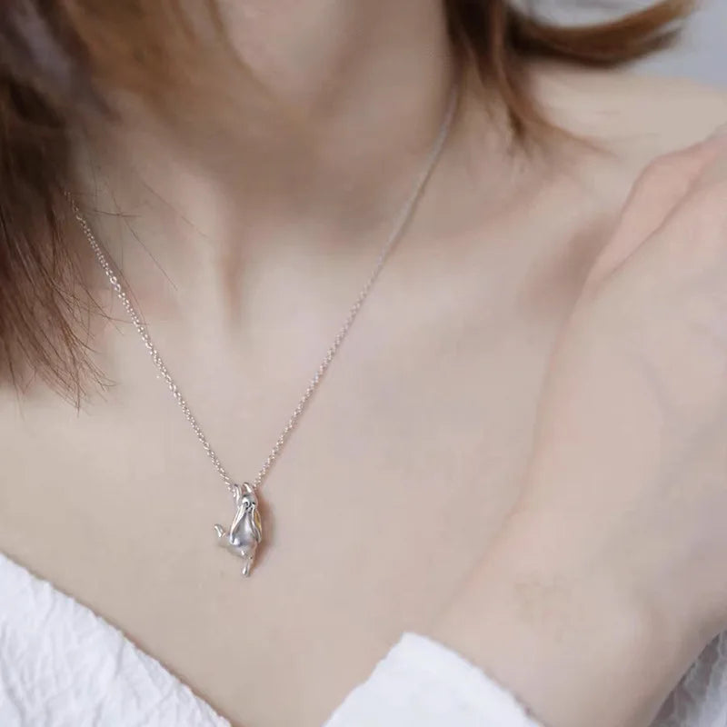 Silver Hare Pendant Necklace