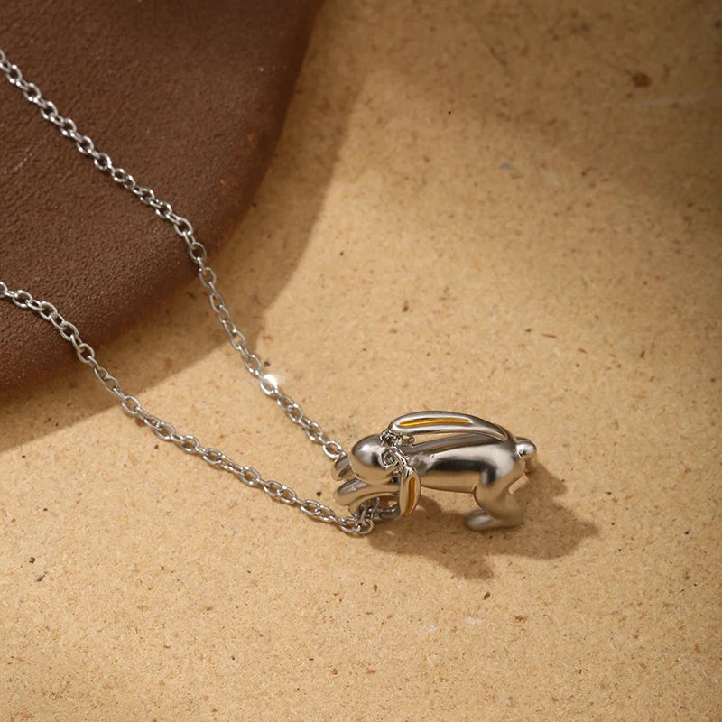 Silver Hare Pendant Necklace