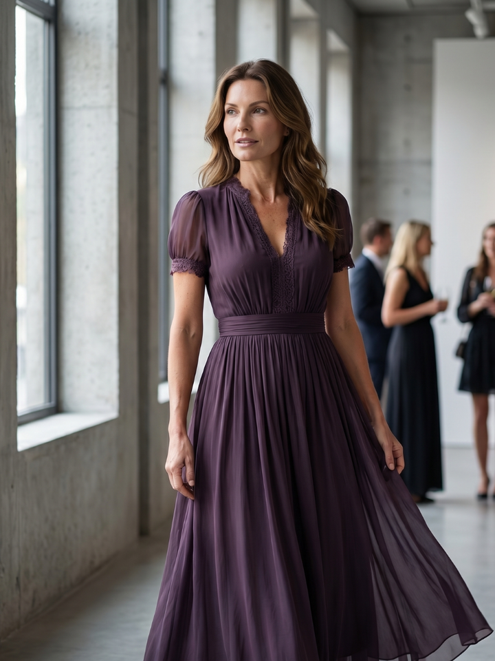 Elia | Keyhole Maxi Dress with Gathered Waist