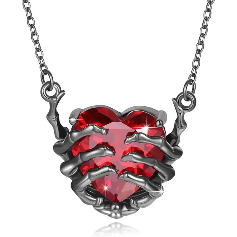 Skeleton Heart Pendant Necklace