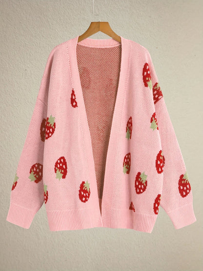 Strawberry Motif Knit Cardigan