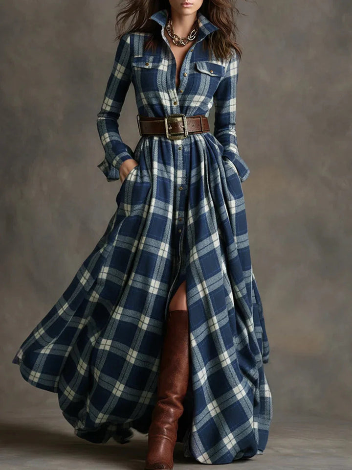 Ashbury Belted Plaid Dress