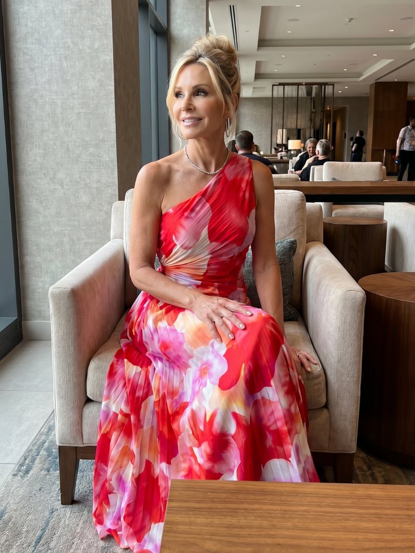 Taya | Asymmetrical Pleated Midi Dress with One Shoulder