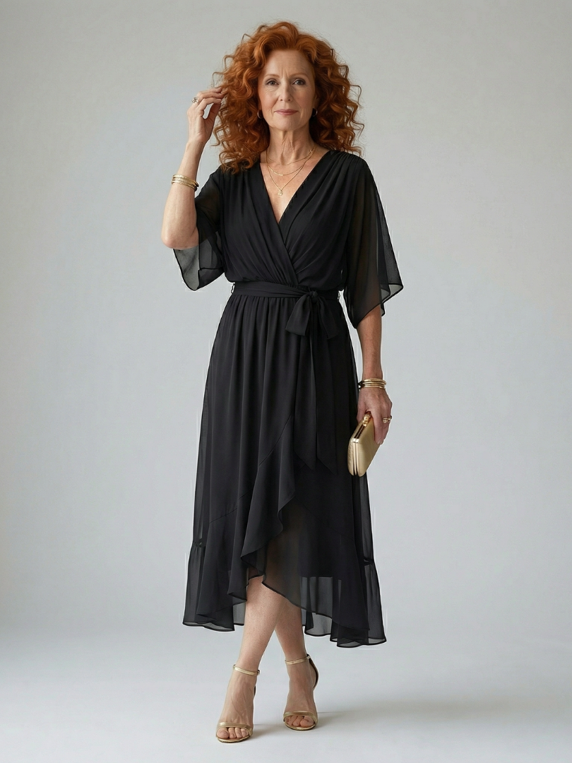 Elric | Flowing Midi Dress in Light Fabric