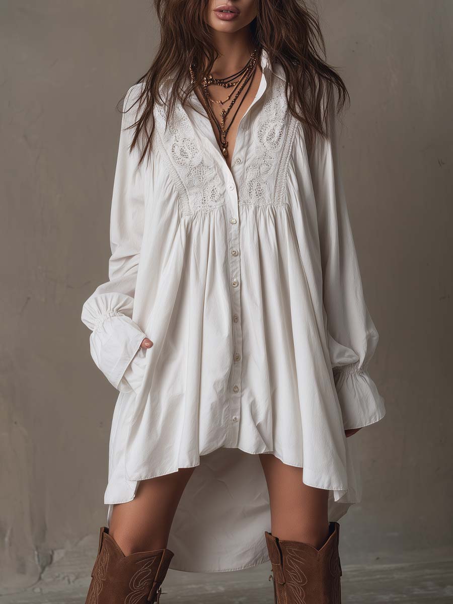 Lucia | Lace-Embellished Shirt Dress