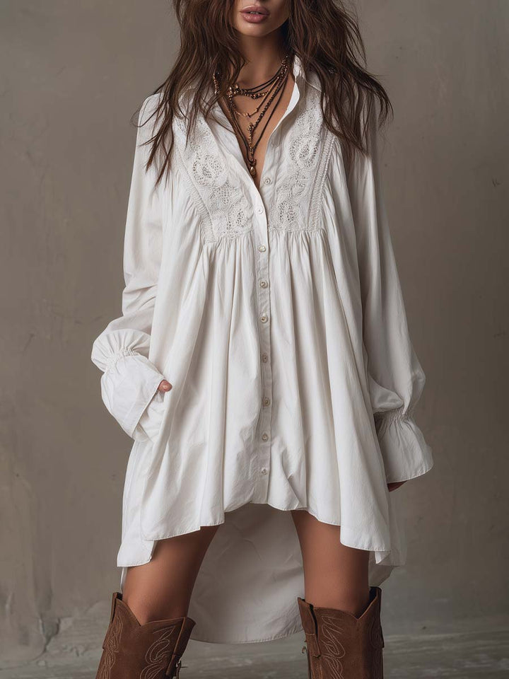 Lucia | Lace-Embellished Shirt Dress