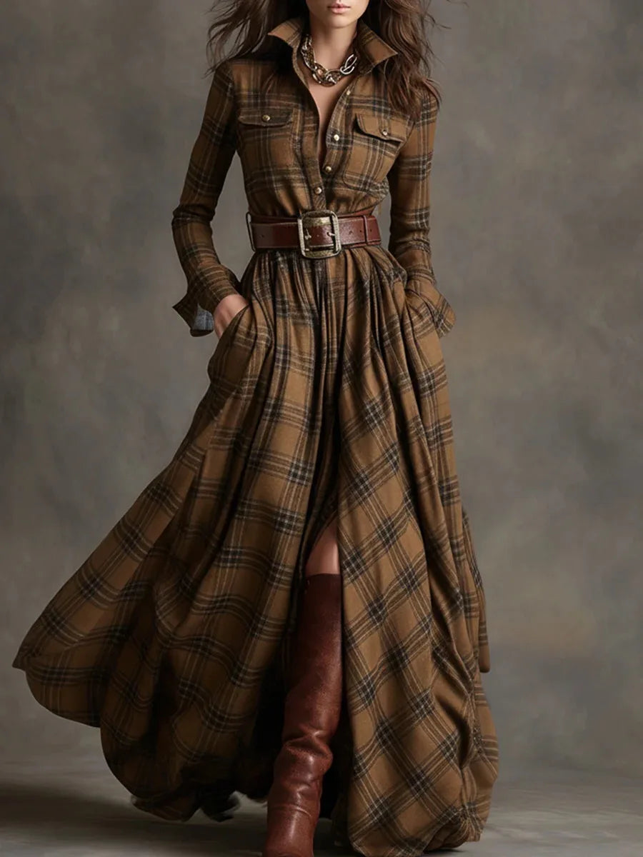 Ashbury Belted Plaid Dress