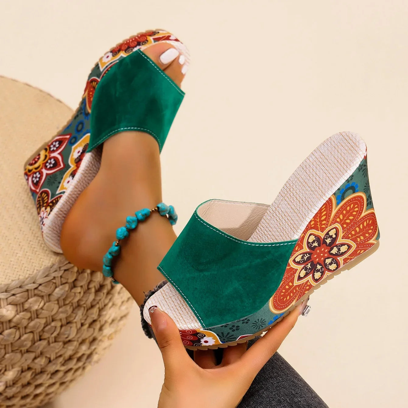 Boheme Velvet Wedge Sandal