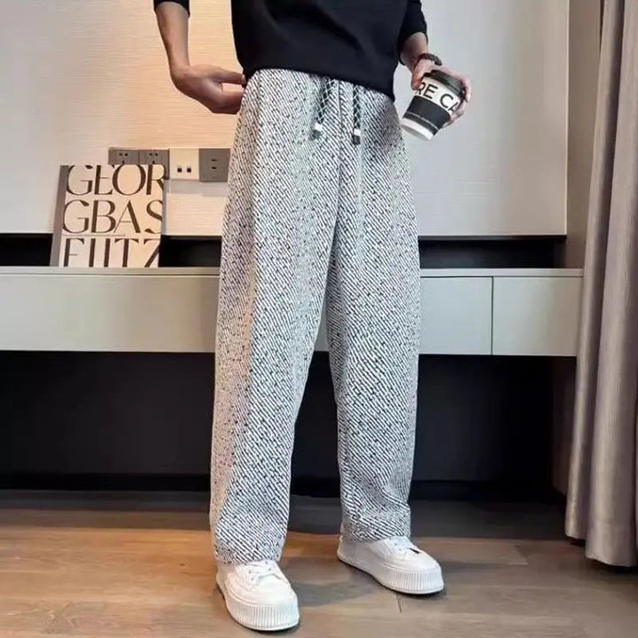 Men's Wide Leg Pants - Elasticated Waist Drawcord Twill