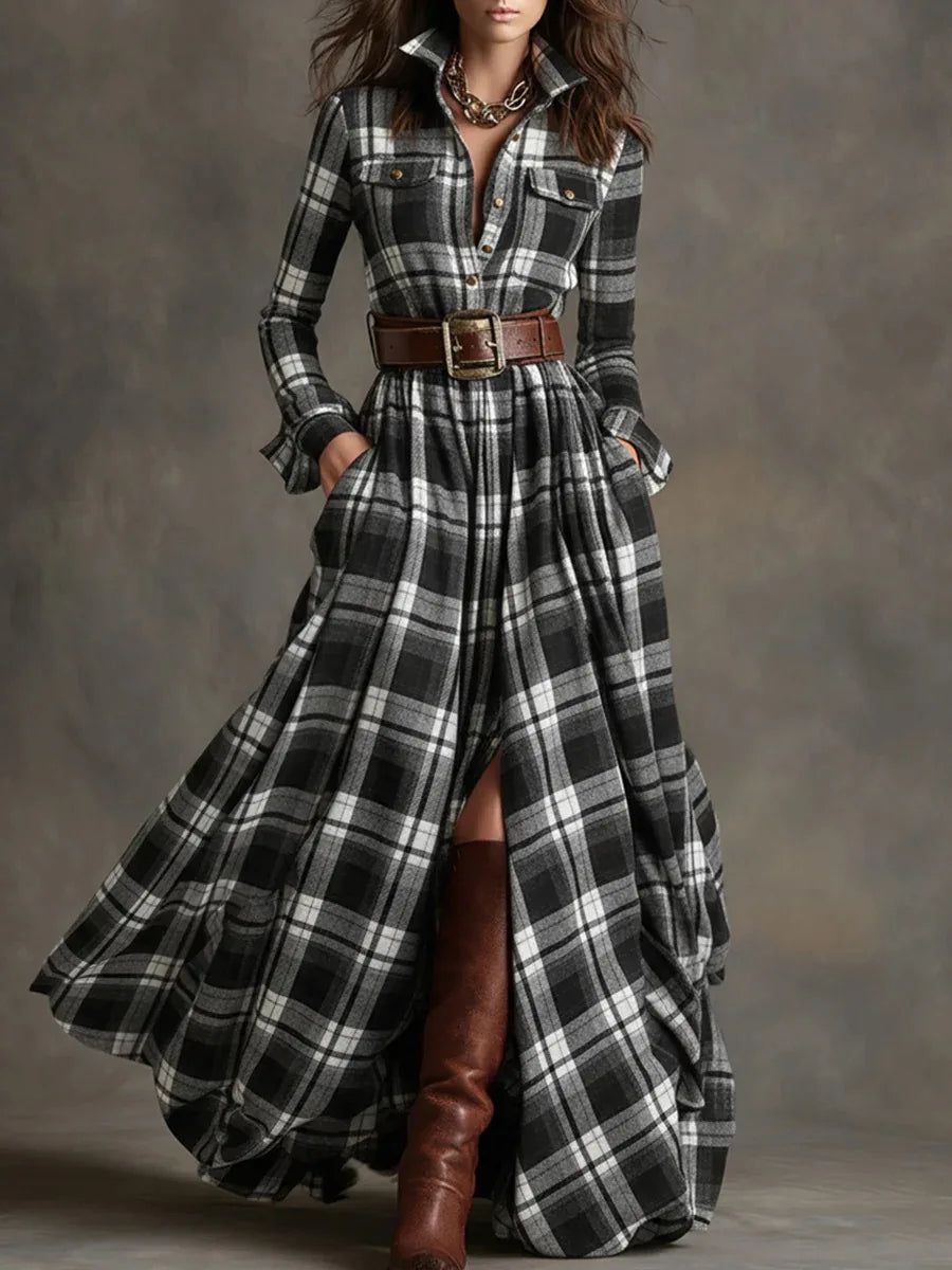 Ashbury Belted Plaid Dress