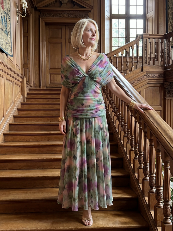 Calen | Flow Midi Dress" can be rewritten as "Calen | Midi Dress with Flowing Design.