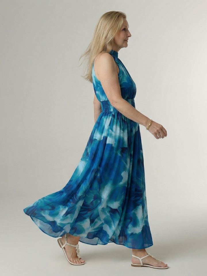 Sylin | Halter Midi Dress with Gathered Detail