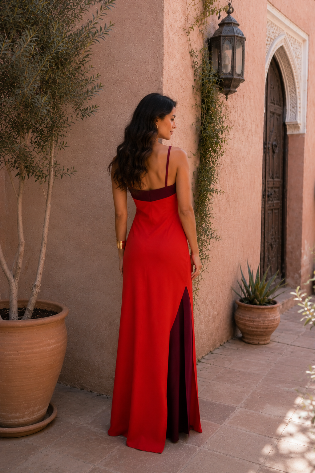 Slit-Detail Long Halter Dress