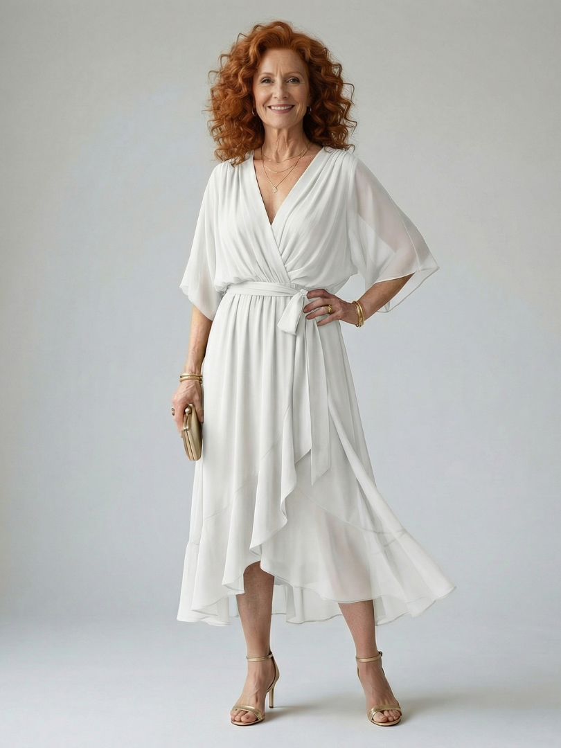 Elric | Flowing Midi Dress in Light Fabric