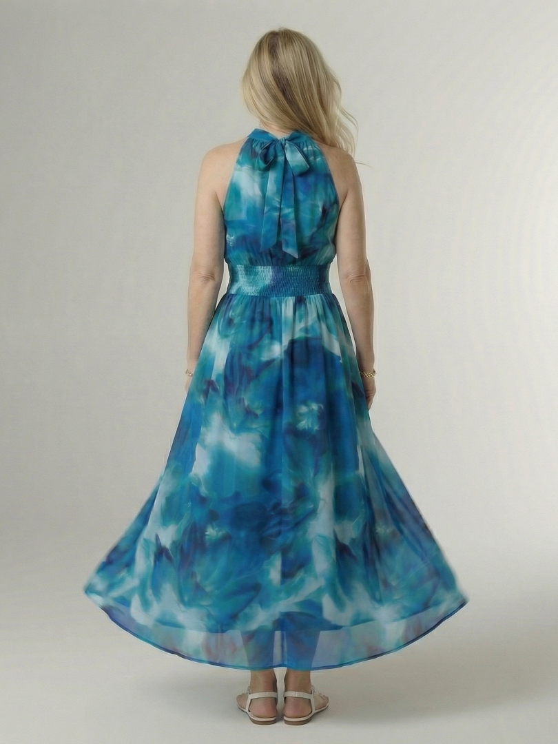 Sylin | Halter Midi Dress with Gathered Detail