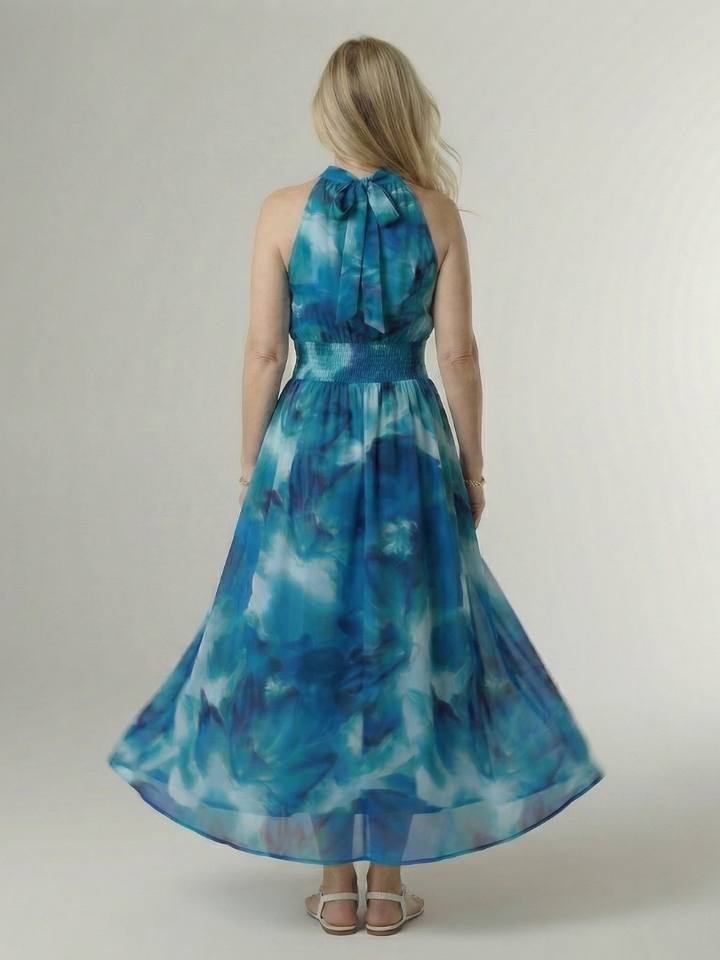 Sylin | Halter Midi Dress with Gathered Detail