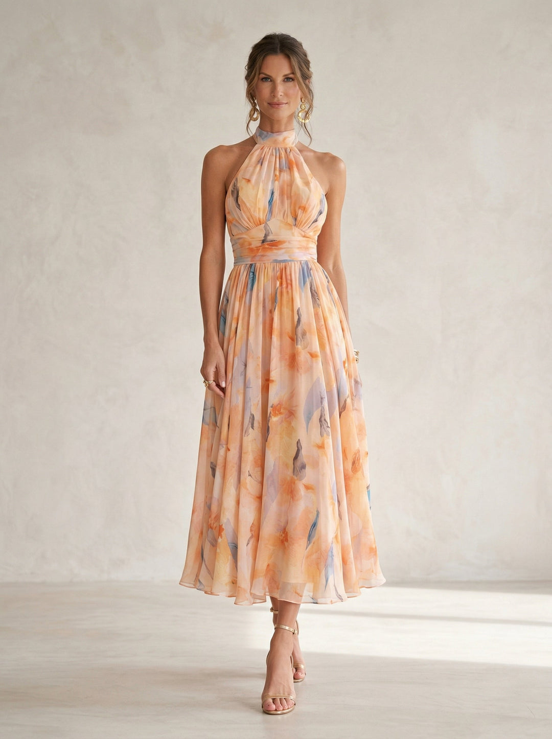 Esther™ | Watercolor Print Halter Dress