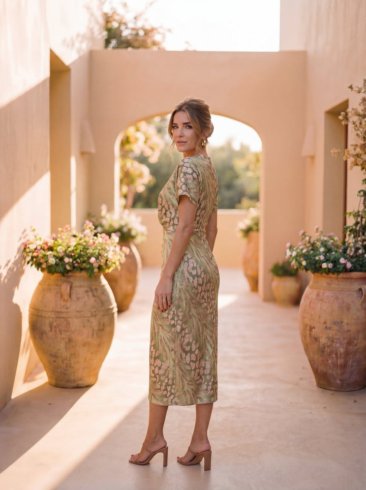 Fluid Midi Dress with Central Knot Detail