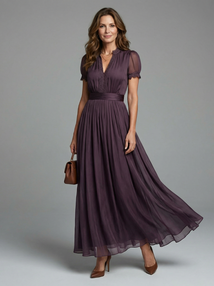 Elia | Keyhole Maxi Dress with Gathered Waist