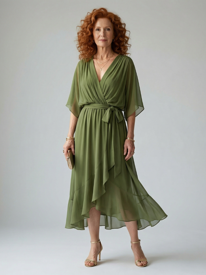 Elric | Flowing Midi Dress in Light Fabric
