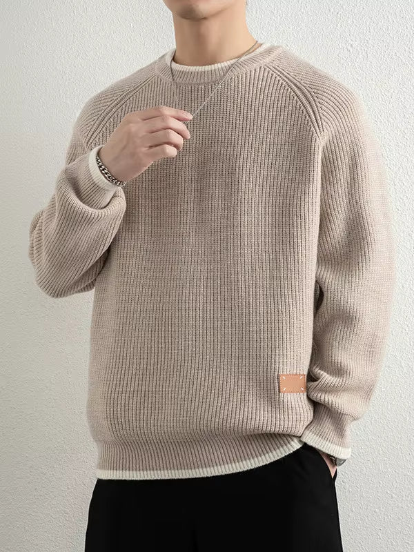 Ribbed Knit Crewneck Sweater