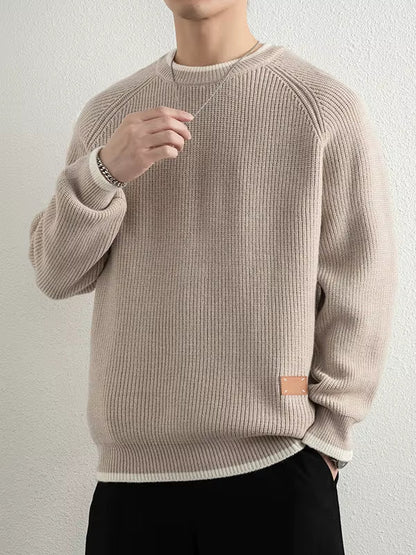 Ribbed Knit Crewneck Sweater