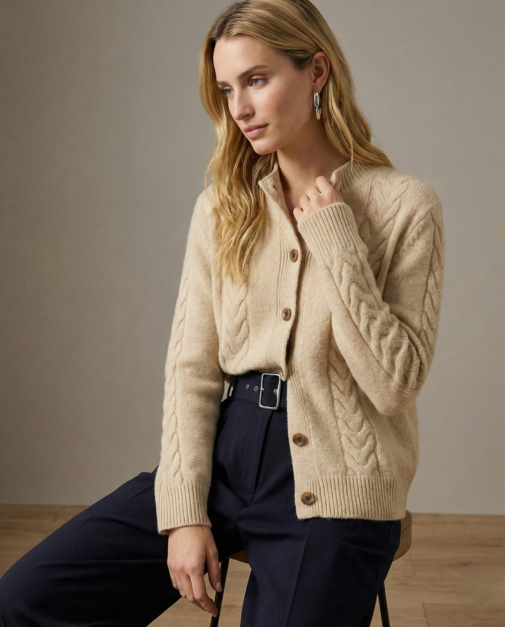 Madeline Cable-Knit Cashmere Cardigan