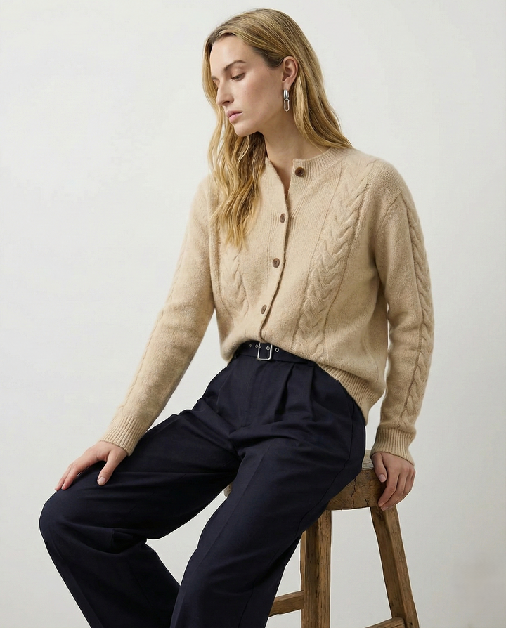 Madeline Cable-Knit Cashmere Cardigan