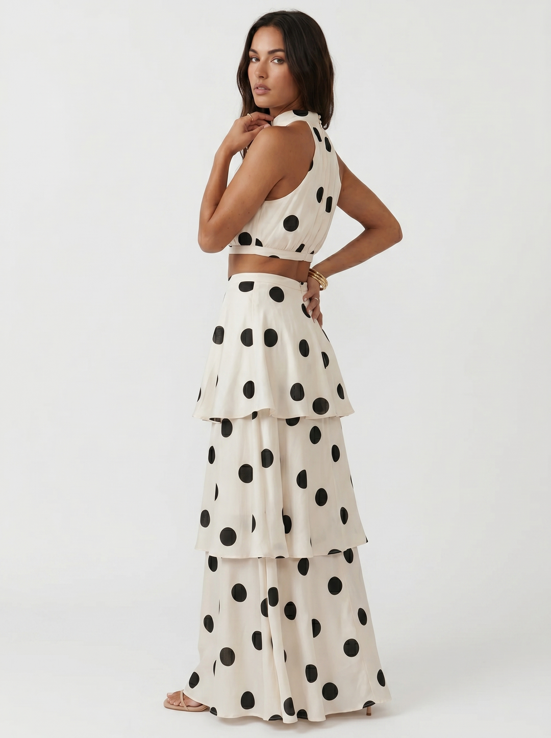 Polka Dot Skirt Set with Matching Top