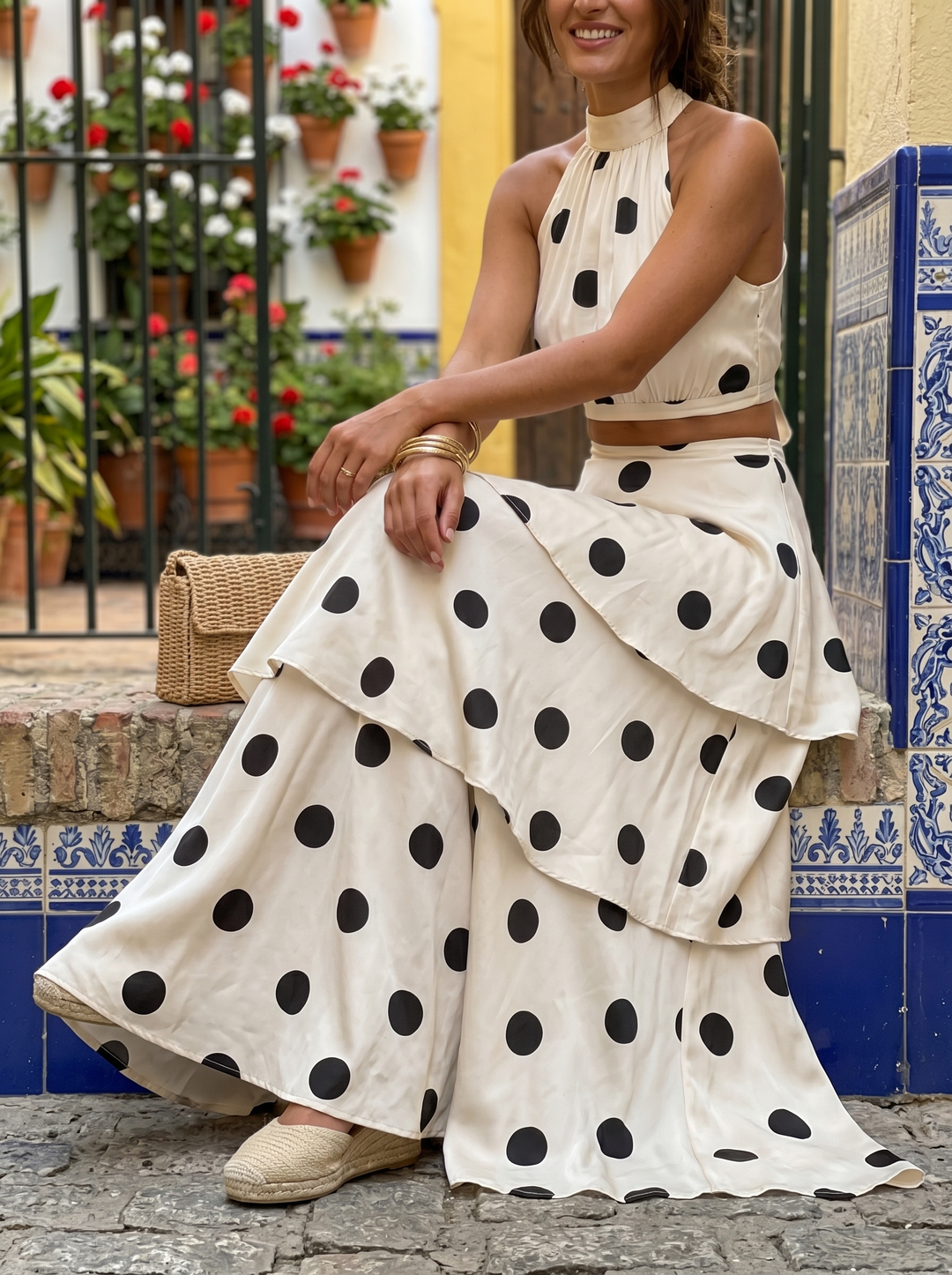 Polka Dot Skirt Set with Matching Top