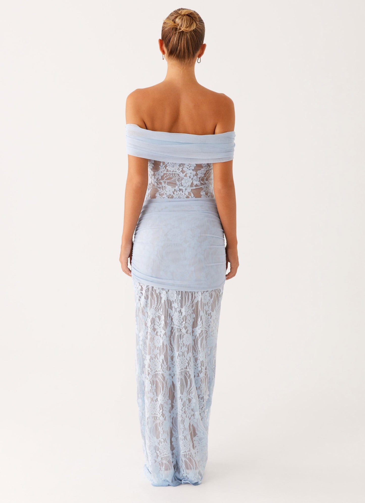 Women's Off The Shoulder Lace Maxi Dress With Tie Detail