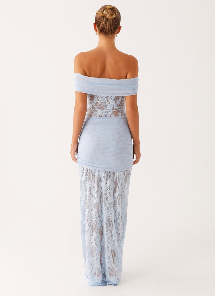 Women's Off The Shoulder Lace Maxi Dress With Tie Detail