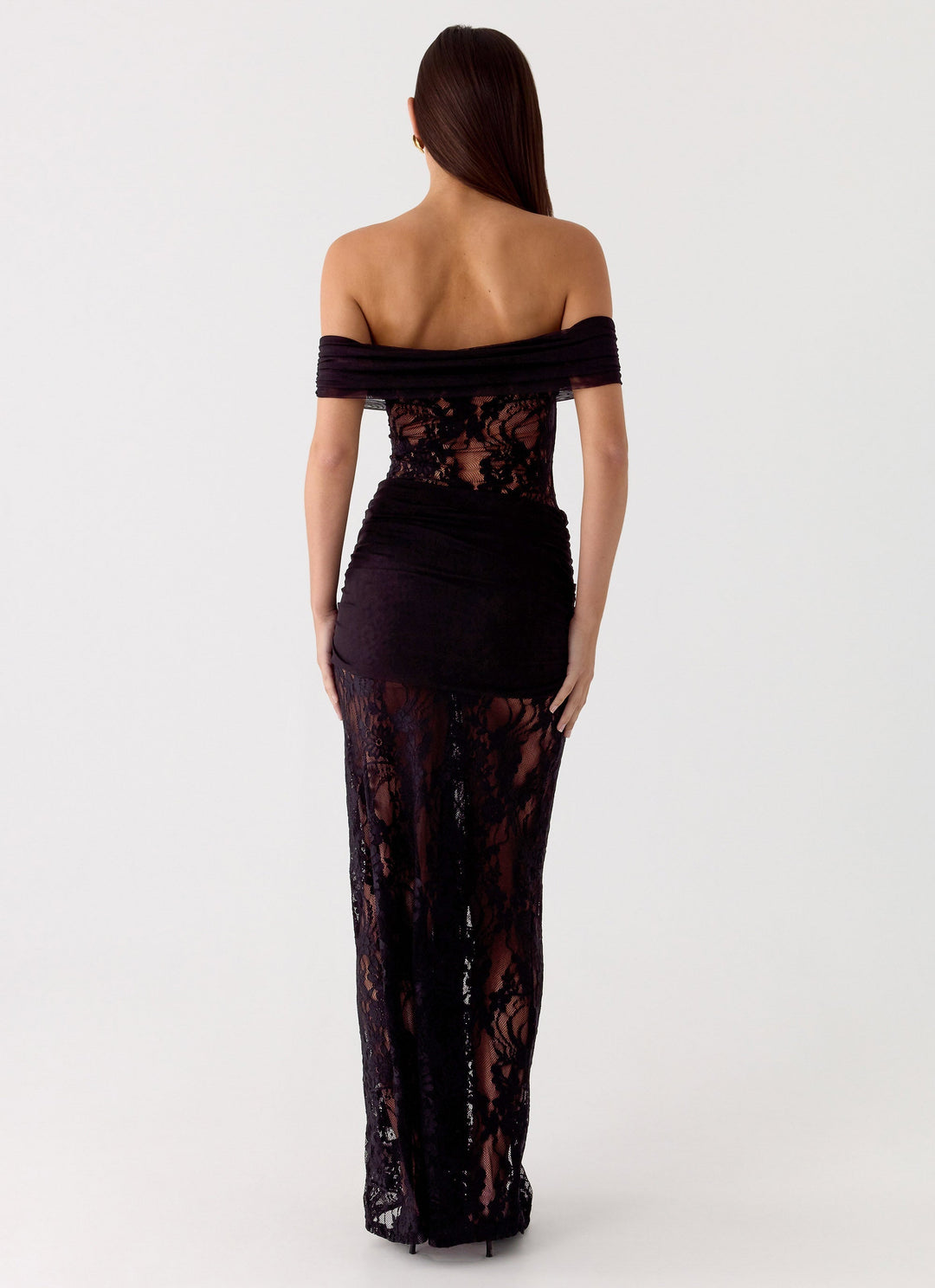 Women's Off The Shoulder Lace Maxi Dress With Tie Detail