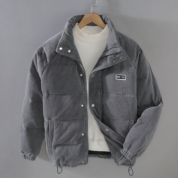 Men’s Quilted Stand Collar Puffer Jacket - Relaxed Fit Zip Front Outerwear