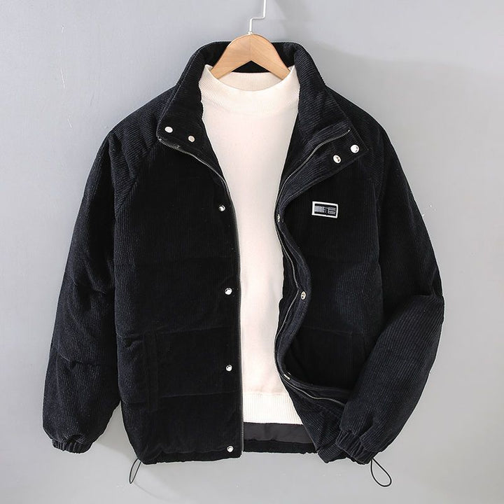 Men’s Quilted Stand Collar Puffer Jacket - Relaxed Fit Zip Front Outerwear