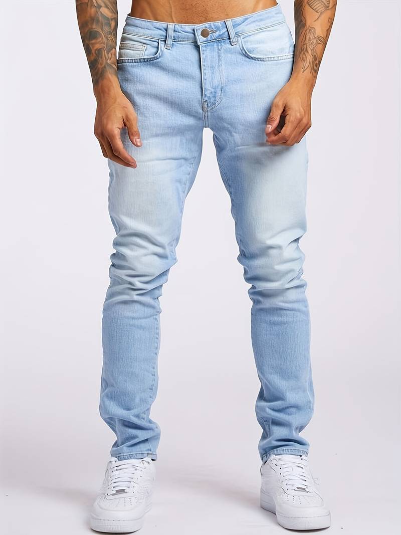 Men's Skinny Fit Denim Jeans - Mid Rise - Five Pocket