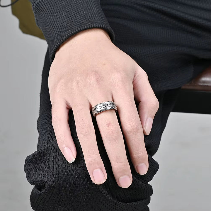 Ancient Steel Runes Ring