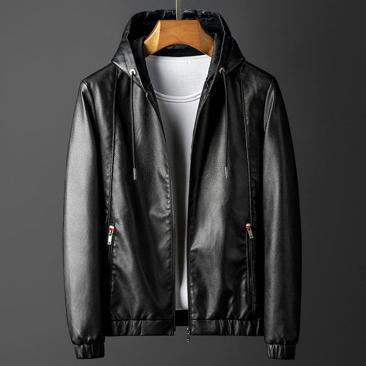 Men's Jacket - Hooded Zip Up Bomber with Elasticated Cuffs and Side Pockets