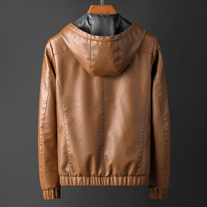 Men's Jacket - Hooded Zip Up Bomber with Elasticated Cuffs and Side Pockets