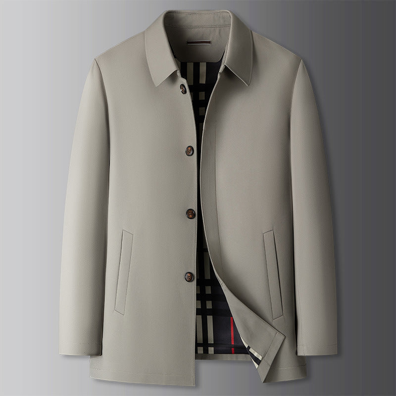 Men’s Smart Casual Coat Mens – Button Front Collared Jacket with Straight Hem and Side Pockets