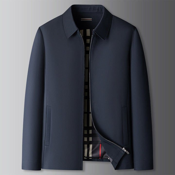 Men’s Smart Casual Jacket – Zip Front Collared Jacket with Side Pockets