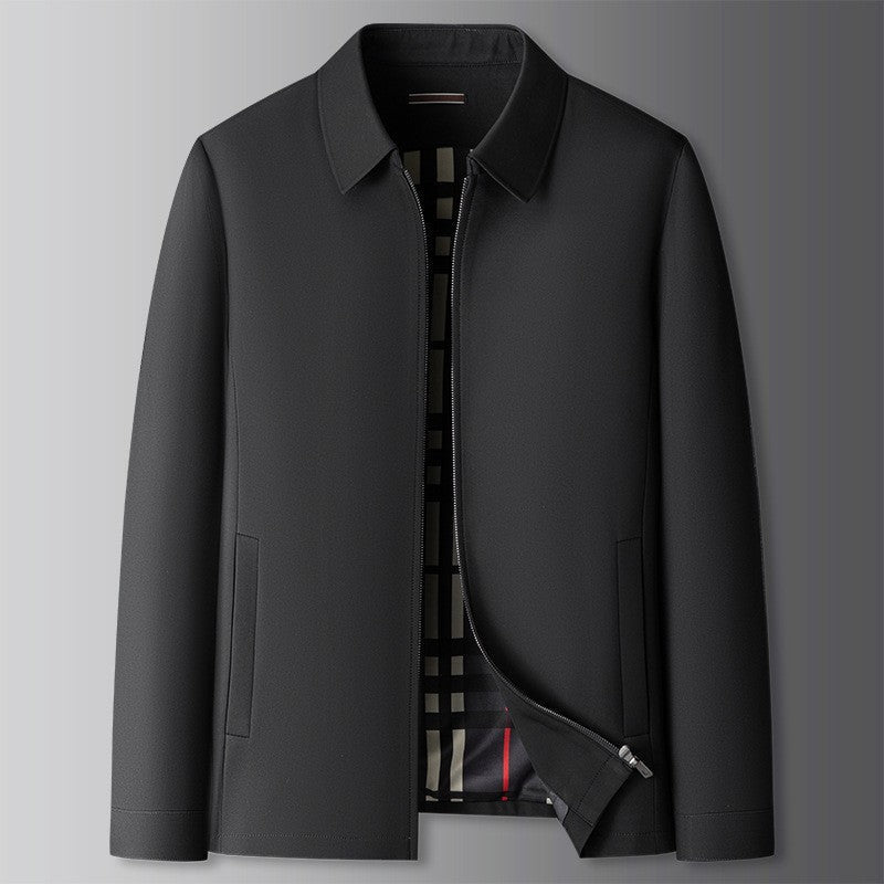 Men’s Smart Casual Jacket – Zip Front Collared Jacket with Side Pockets