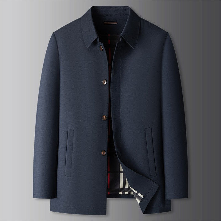 Men’s Smart Casual Coat Mens – Button Front Collared Jacket with Straight Hem and Side Pockets