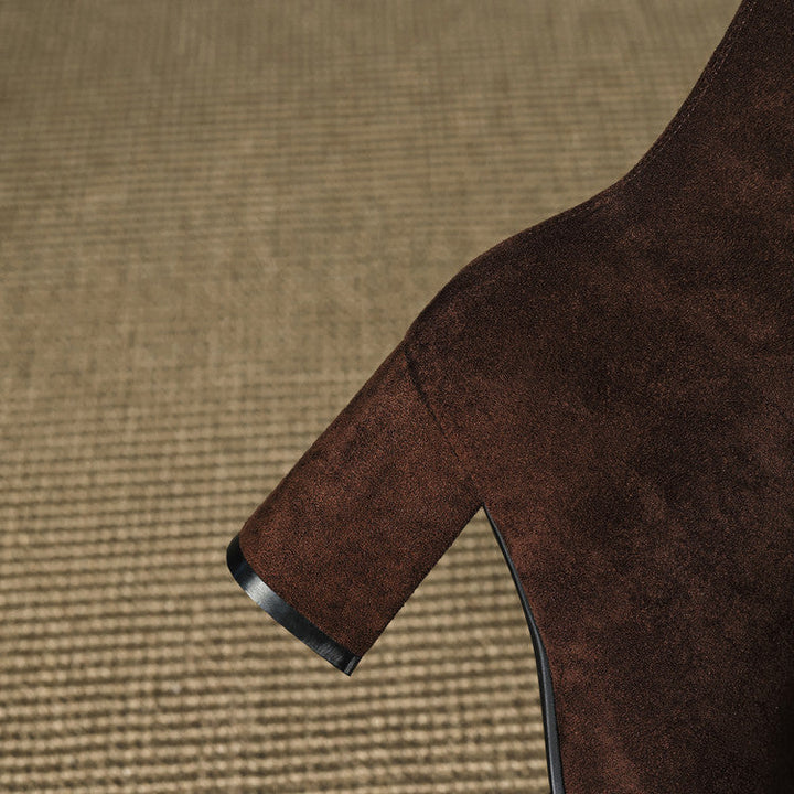 Women's Ankle Boots - Pointed Toe Block Heel Side Zip