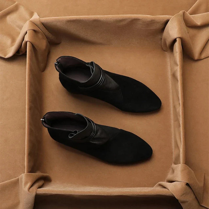 Women’s Faux Suede Ankle Boots with Side Zip Closure and Low Block Heel