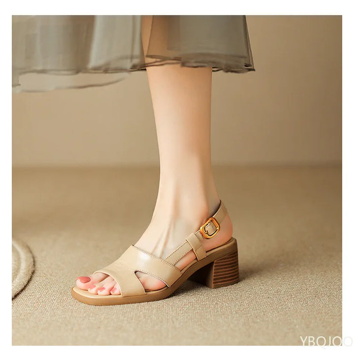 Women’s Slingback Sandals with Square Toe and Buckle Strap Closure
