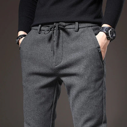 Men's Slim Fit Chinos - Drawstring Waist Zip Fly Tapered Leg