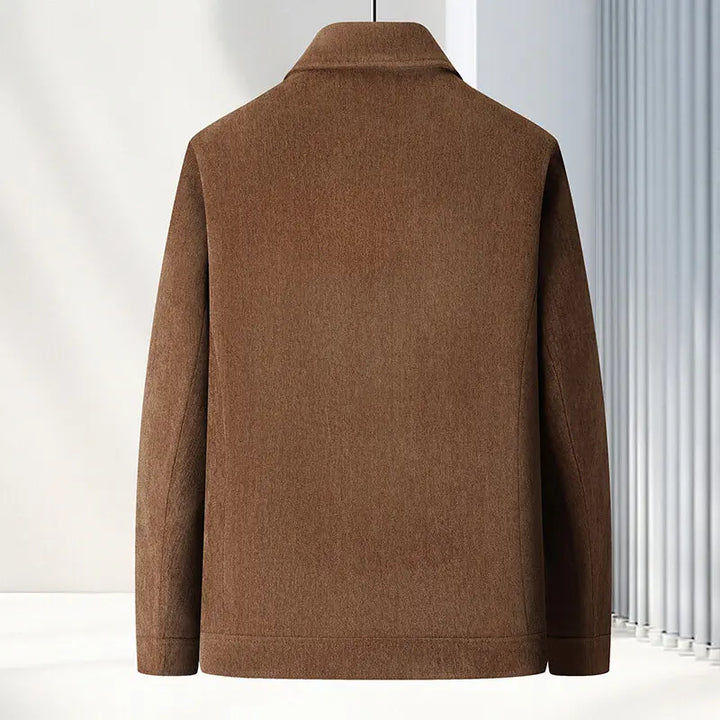Men’s Zip Front Jacket – Collared Casual Coat with Long Sleeves and Straight Hem