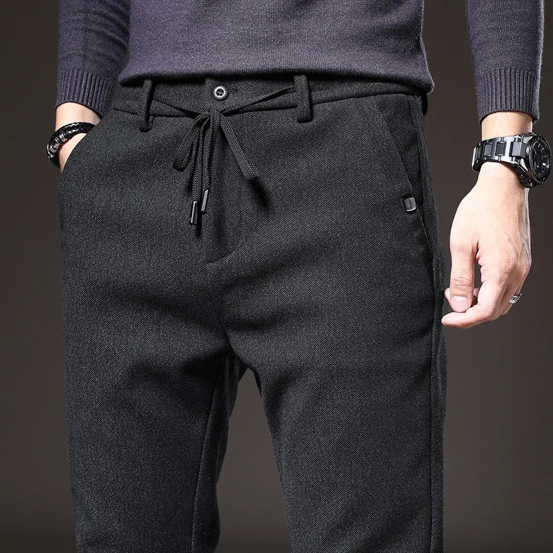 Men's Slim Fit Chinos - Drawstring Waist Zip Fly Tapered Leg